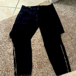 J Brand cargo pants with zippered ankles.